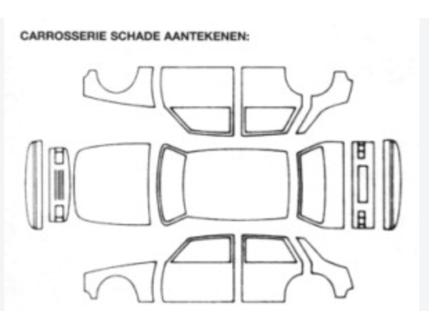 Carrosserieschema waarop schade kan worden gemarkeerd
